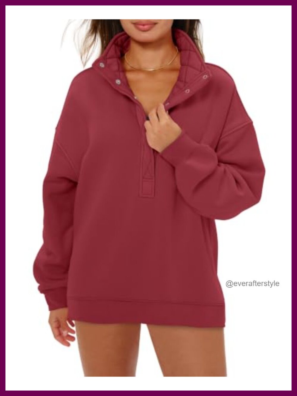 Oversized Henley Neck Pullover Sweatshirt